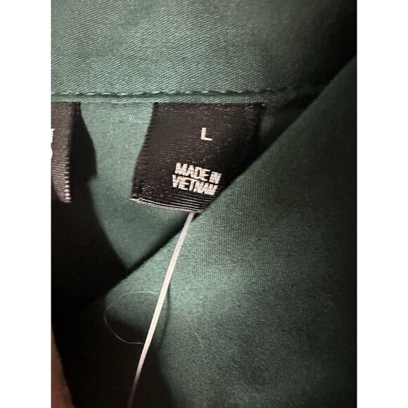 New York And Company 7th Avenue Dark Green Long Sleeve Button Up Shirt Sz Large - Picture 6 of 10